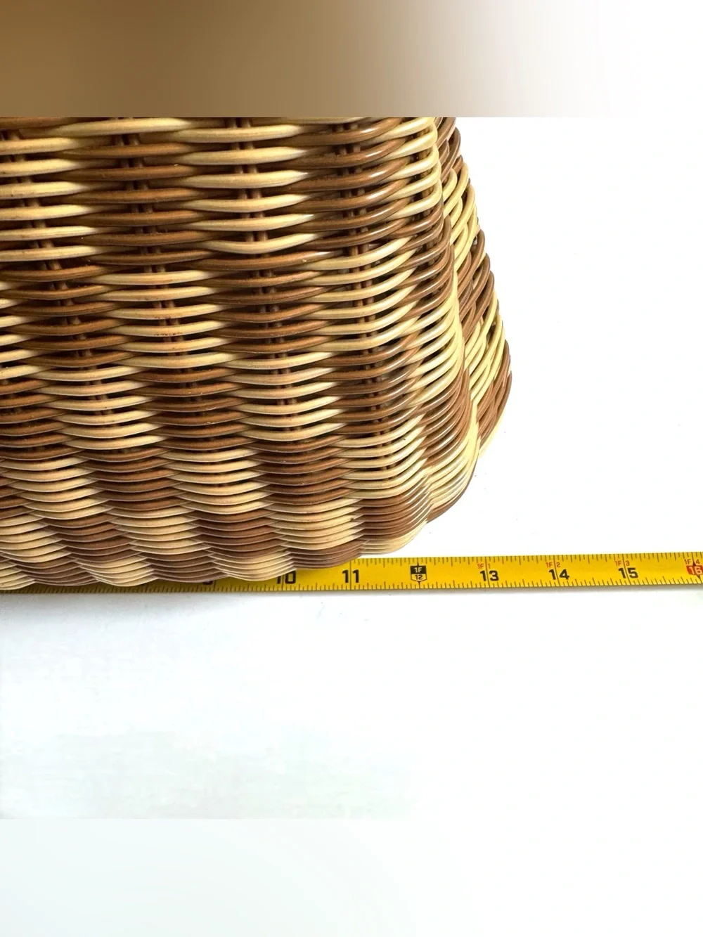 Vtg Checkered Wicker Handbag Purse Basket Bag Turn Lock Boho Cottagecore Coastal - Picture 14 of 16